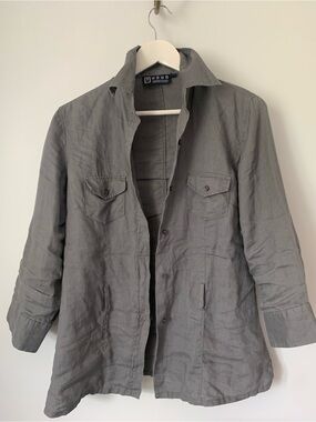 YaYa 100% Gray Button-Front Women's Blouse Jacket